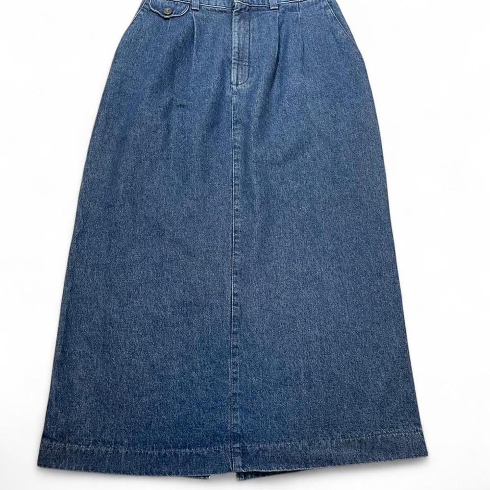 vintage Lee blue denim maxi skirt with back slit